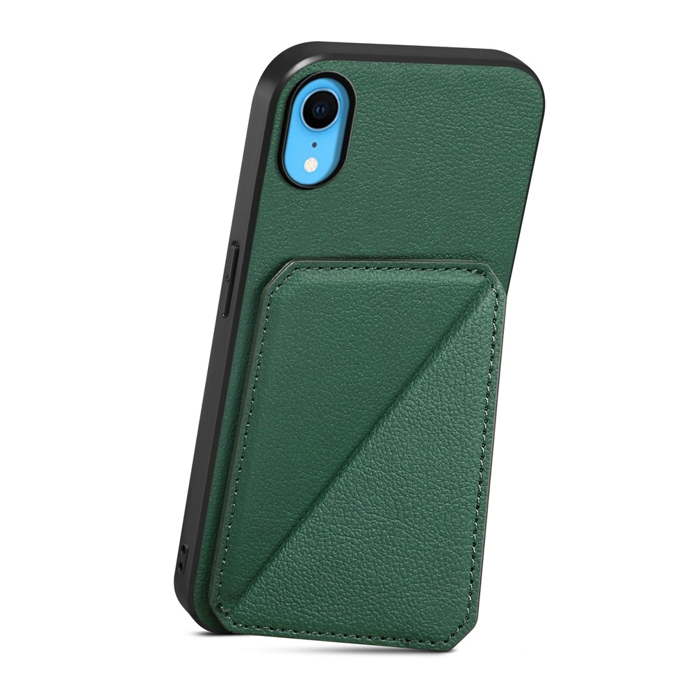 iPhone XR Calf Texture Leather Case with Dual Card Slots and Stand Function