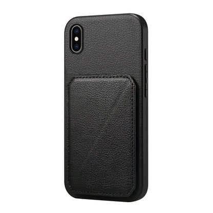 iPhone XS Max Calf Texture Leather Case with Dual Card Slots and Stand Function