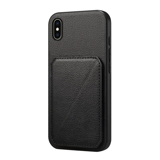 iPhone XS Max Calf Texture Leather Case with Dual Card Slots and Stand Function