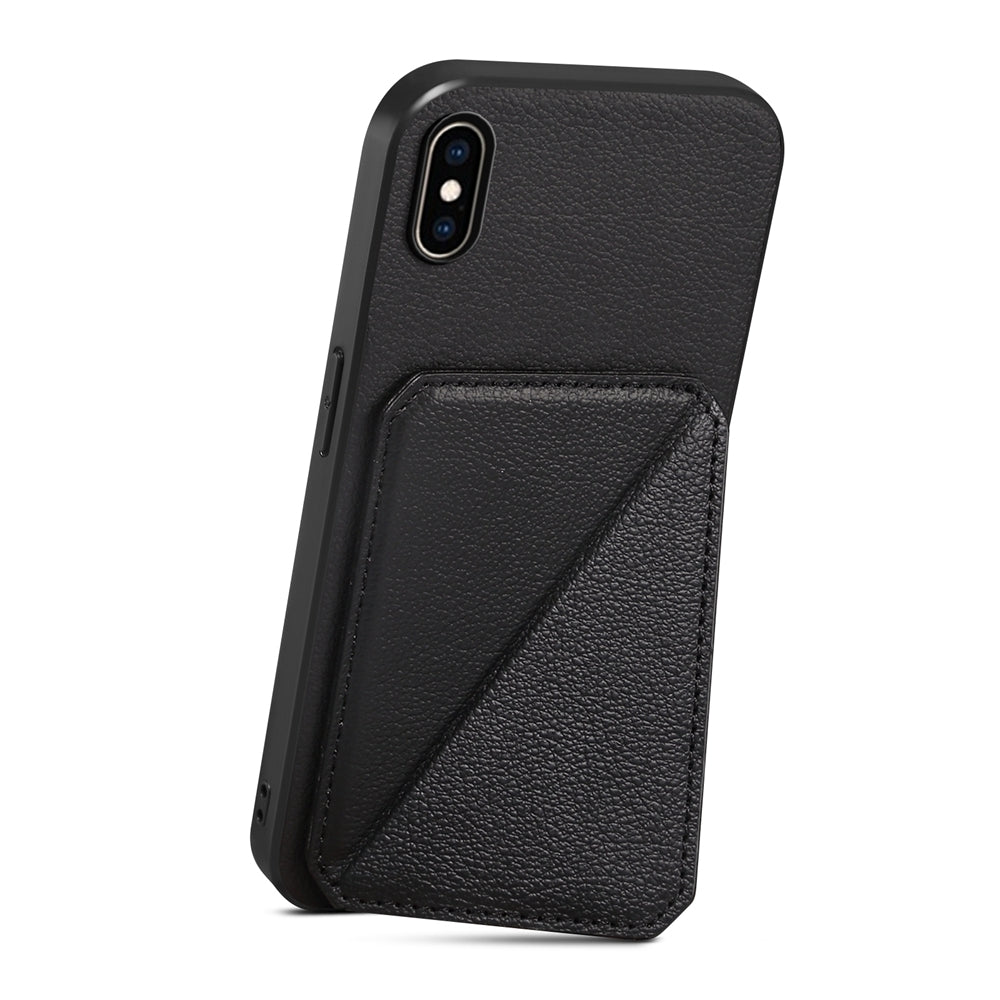 iPhone XS Max Calf Texture Leather Case with Dual Card Slots and Stand Function