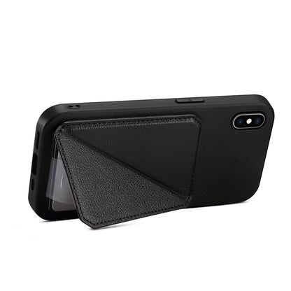 iPhone XS Max Calf Texture Leather Case with Dual Card Slots and Stand Function