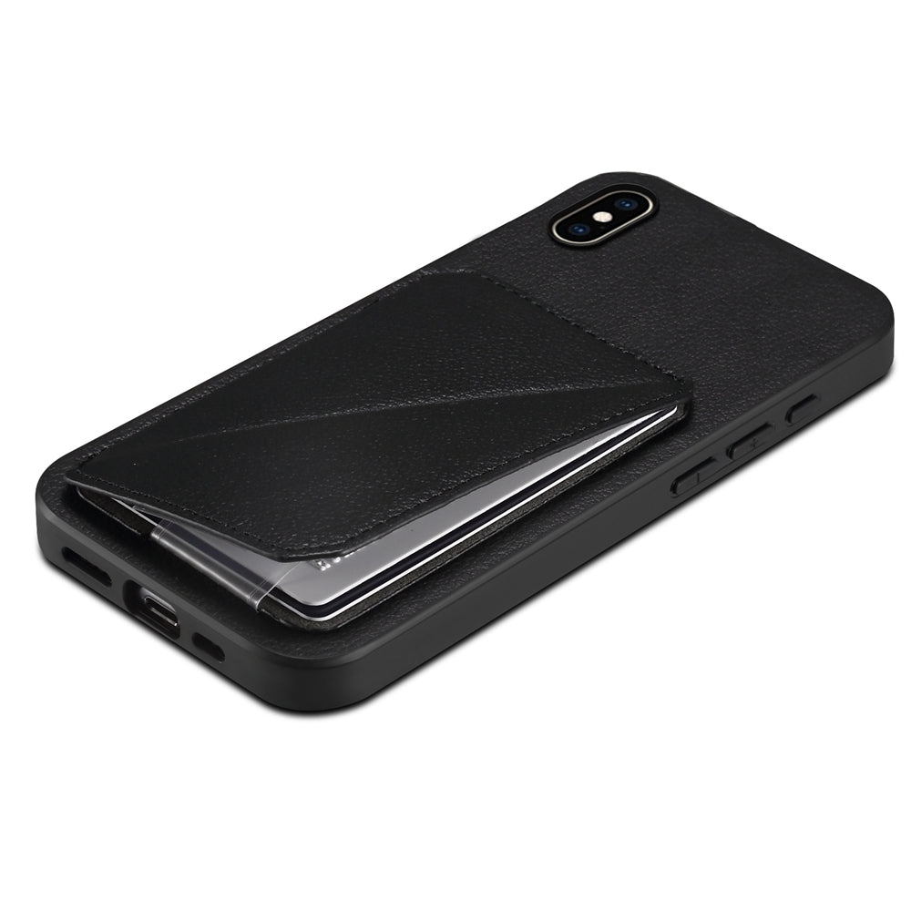 iPhone XS Max Calf Texture Leather Case with Dual Card Slots and Stand Function