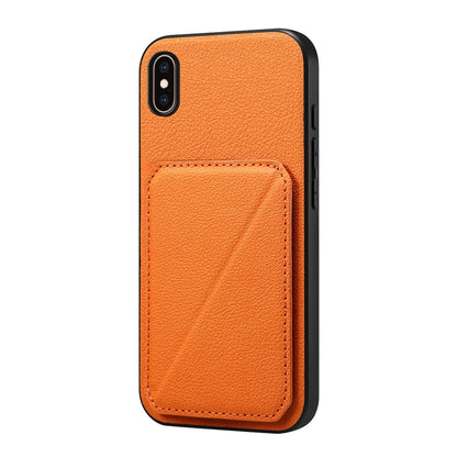 iPhone XS Max Calf Texture Leather Case with Dual Card Slots and Stand Function