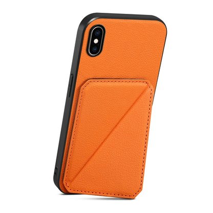 iPhone XS Max Calf Texture Leather Case with Dual Card Slots and Stand Function