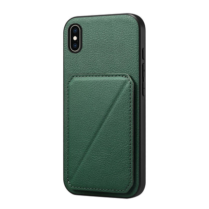 iPhone XS Max Calf Texture Leather Case with Dual Card Slots and Stand Function