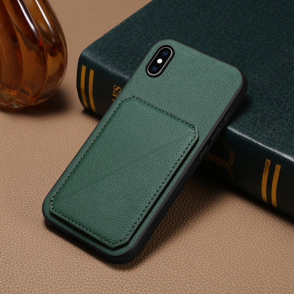 iPhone XS Max Calf Texture Leather Case with Dual Card Slots and Stand Function