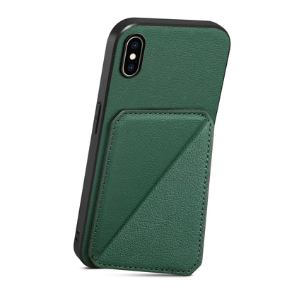 iPhone XS Max Calf Texture Leather Case with Dual Card Slots and Stand Function