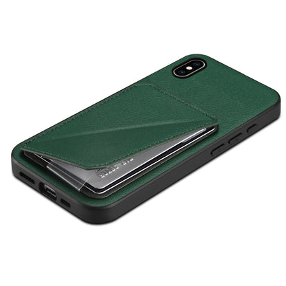iPhone XS Max Calf Texture Leather Case with Dual Card Slots and Stand Function