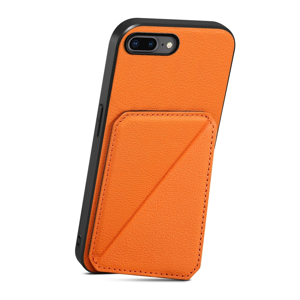 iPhone 7 Plus Calf Texture Leather Case with Dual Card Slots and Stand Function