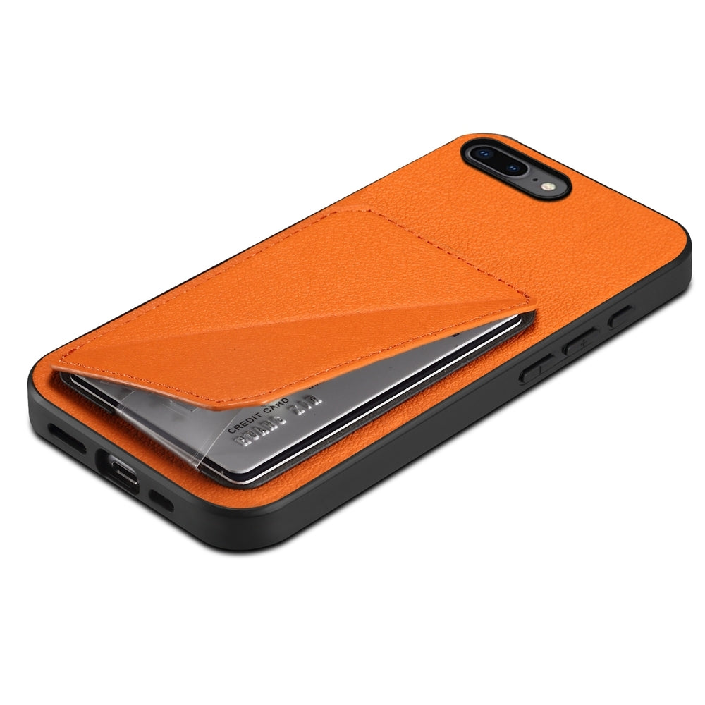 iPhone 7 Plus Calf Texture Leather Case with Dual Card Slots and Stand Function