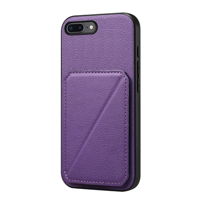 iPhone 7 Plus Calf Texture Leather Case with Dual Card Slots and Stand Function