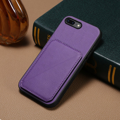 iPhone 7 Plus Calf Texture Leather Case with Dual Card Slots and Stand Function