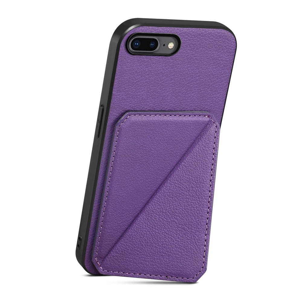 iPhone 7 Plus Calf Texture Leather Case with Dual Card Slots and Stand Function