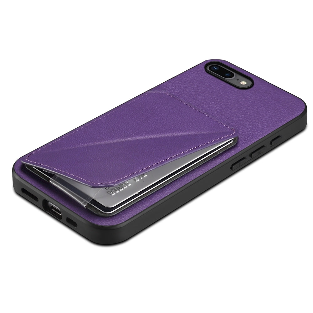 iPhone 7 Plus Calf Texture Leather Case with Dual Card Slots and Stand Function
