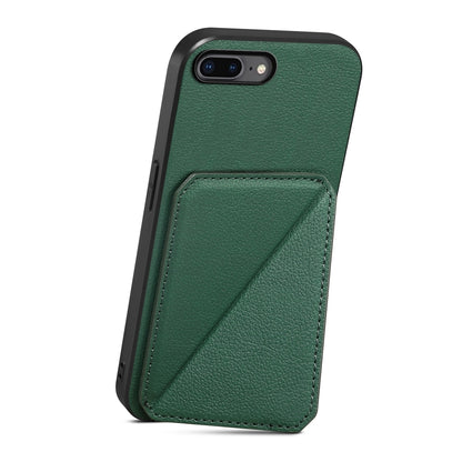 iPhone 7 Plus Calf Texture Leather Case with Dual Card Slots and Stand Function