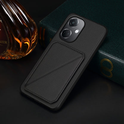 OnePlus Nord CE 3 5G Calf Texture Leather Case with Dual Card Slots and Stand Function