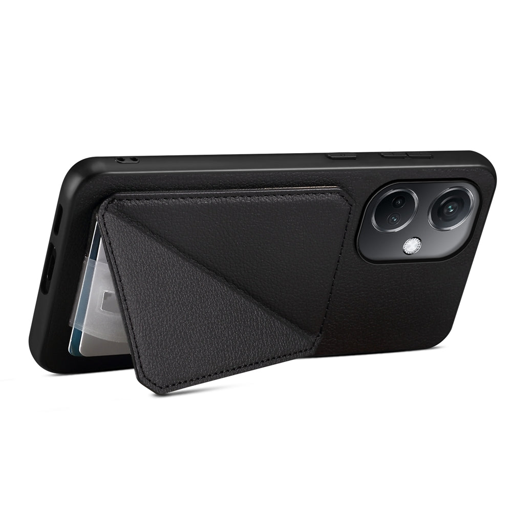 OnePlus Nord CE 3 5G Calf Texture Leather Case with Dual Card Slots and Stand Function