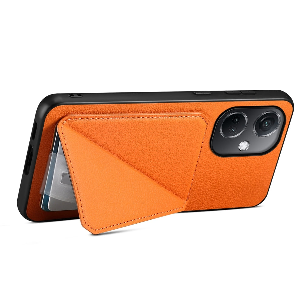 OnePlus Nord CE 3 5G Calf Texture Leather Case with Dual Card Slots and Stand Function