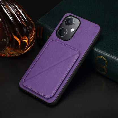 OnePlus Nord CE 3 5G Calf Texture Leather Case with Dual Card Slots and Stand Function