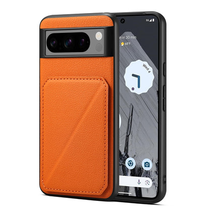 Google Pixel 8 Pro Calf Texture Leather Case with Dual Card Slots and Stand Function