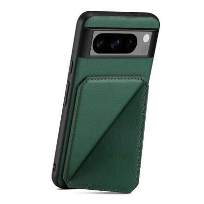 Google Pixel 8 Pro Calf Texture Leather Case with Dual Card Slots and Stand Function