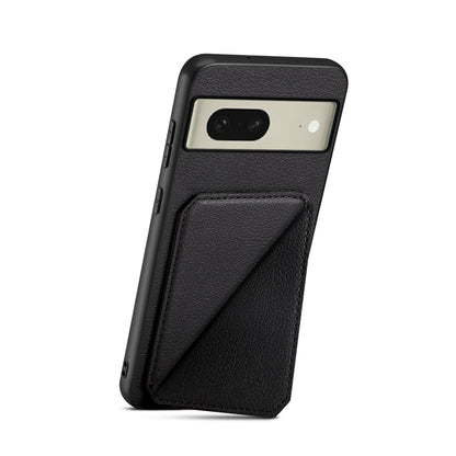 Google Pixel 8 Calf Texture Leather Case with Dual Card Slots and Stand Function