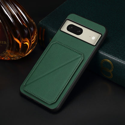 Google Pixel 8 Calf Texture Leather Case with Dual Card Slots and Stand Function