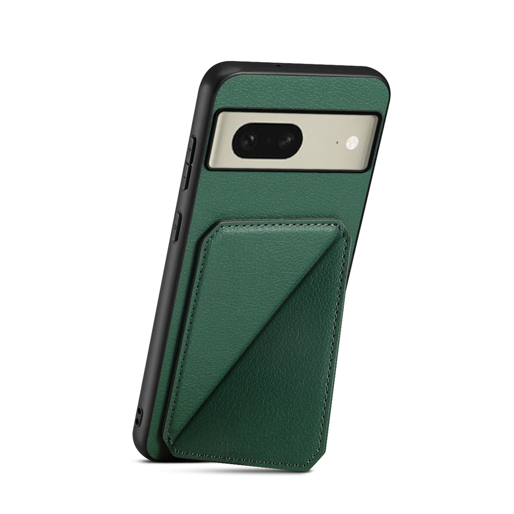 Google Pixel 8 Calf Texture Leather Case with Dual Card Slots and Stand Function