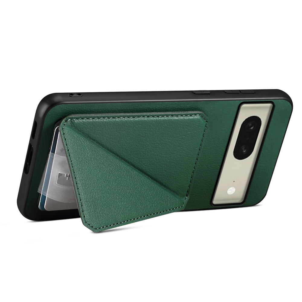 Google Pixel 8 Calf Texture Leather Case with Dual Card Slots and Stand Function