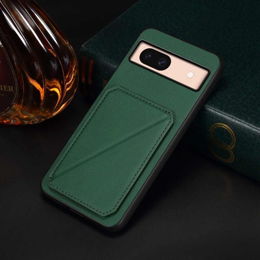 Google Pixel 8a Calf Texture Leather Case with Dual Card Slots and Stand Function