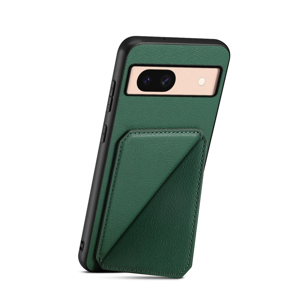 Google Pixel 8a Calf Texture Leather Case with Dual Card Slots and Stand Function