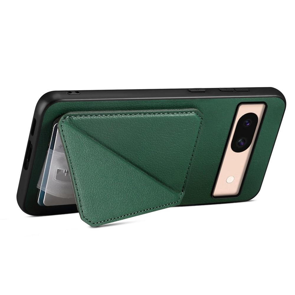 Google Pixel 8a Calf Texture Leather Case with Dual Card Slots and Stand Function