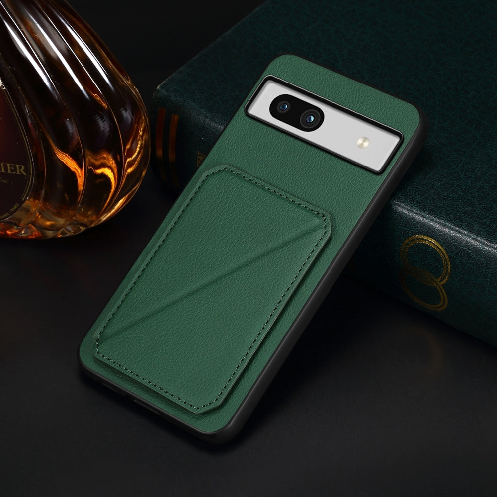 Google Pixel 7a Calf Texture Leather Case with Dual Card Slots and Stand Function