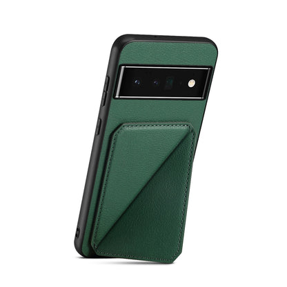 Google Pixel 6 Pro Calf Texture Leather Case with Dual Card Slots and Stand Function