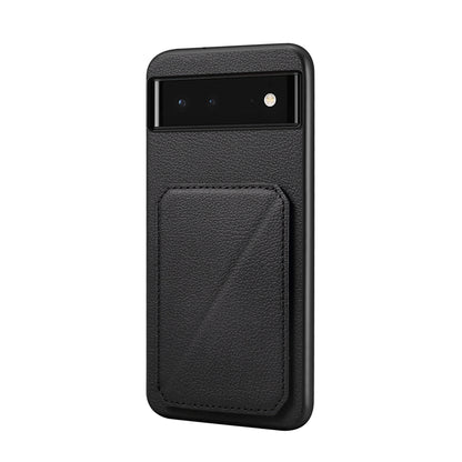 Google Pixel 6 Calf Texture Leather Case with Dual Card Slots and Stand Function