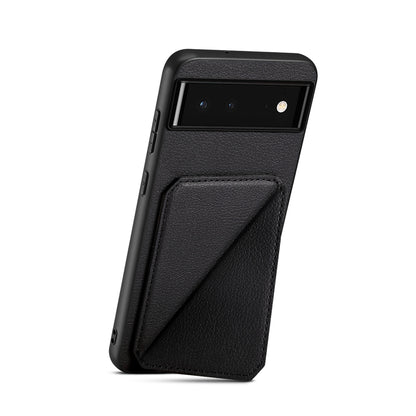 Google Pixel 6 Calf Texture Leather Case with Dual Card Slots and Stand Function