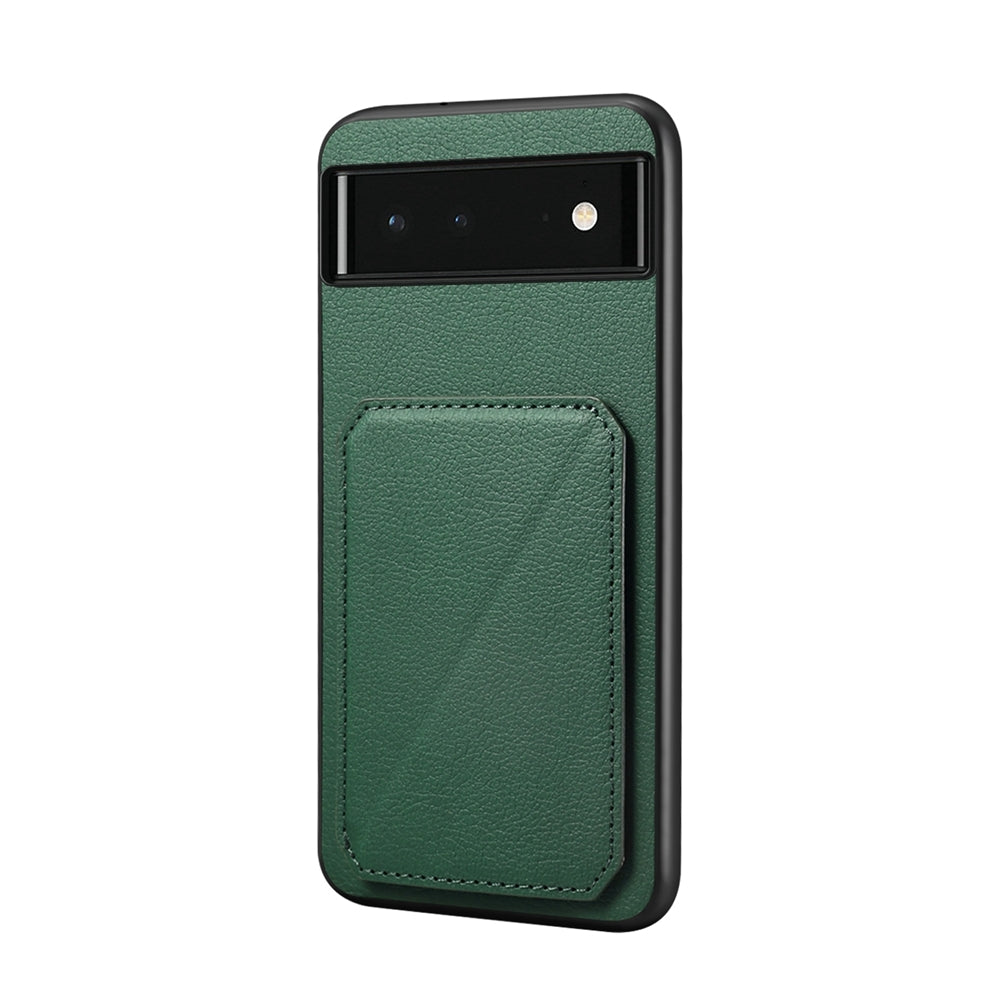 Google Pixel 6 Calf Texture Leather Case with Dual Card Slots and Stand Function