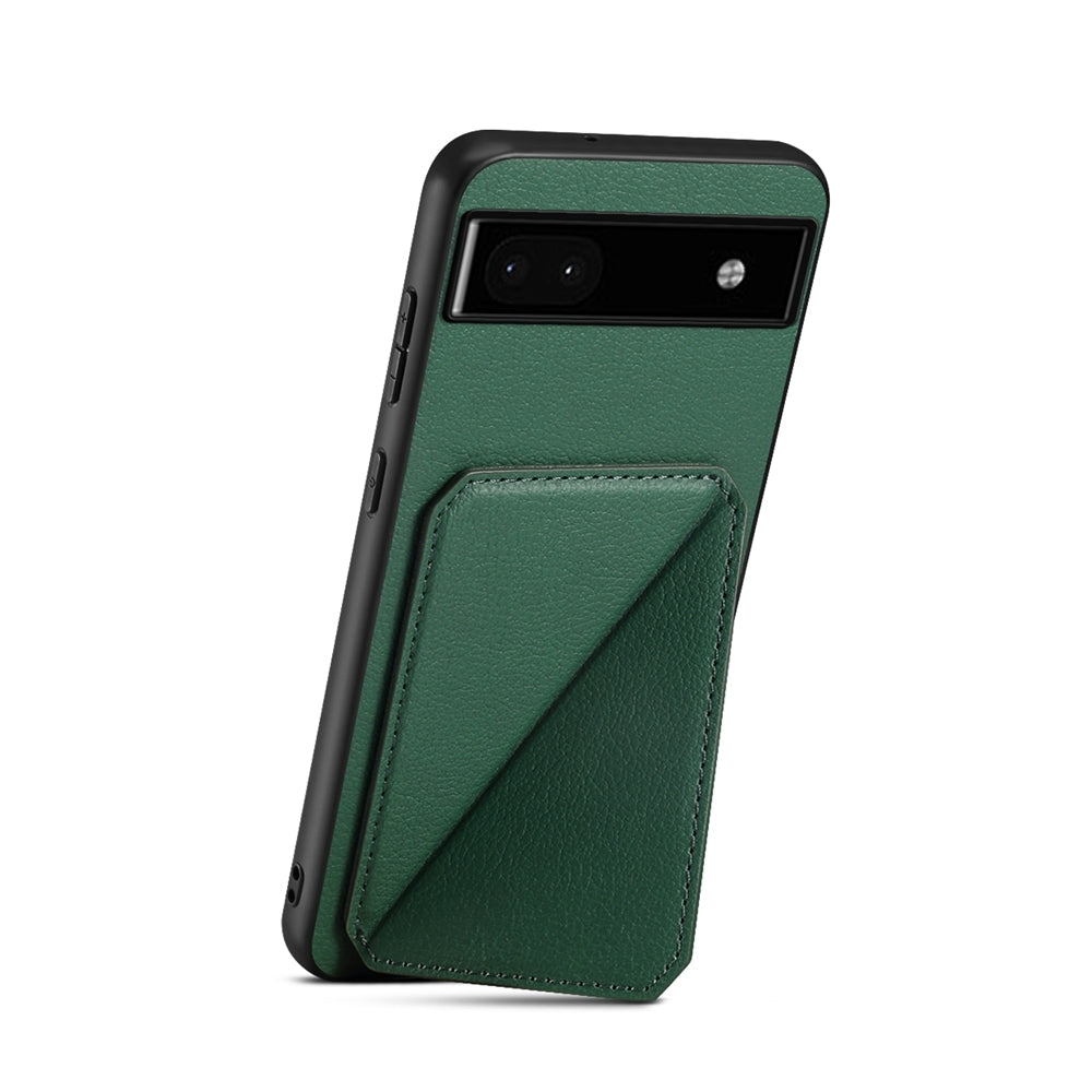 Google Pixel 6a Calf Texture Leather Case with Dual Card Slots and Stand Function