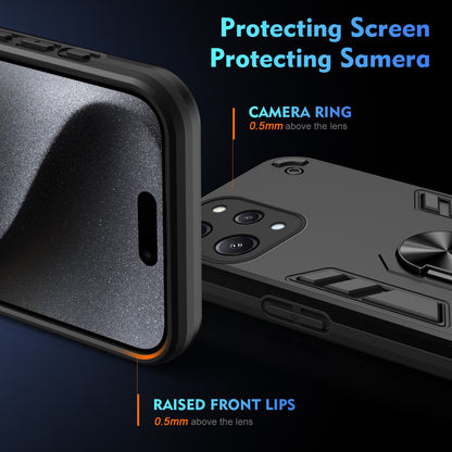 Shockproof Xiaomi Redmi 12 Phone Case with 360° Rotatable Metal Ring Holder, Magnetic Car Mount Stand, Ultra-Thin PC & Silicone Protection Cover