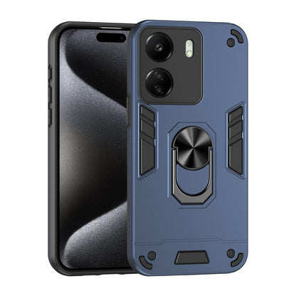 Shockproof Xiaomi Redmi 13C Phone Case with 360° Rotatable Metal Ring Holder, Magnetic Car Mount Stand, Ultra-Thin PC & Silicone Protection Cover