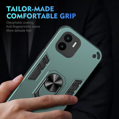 Shockproof Xiaomi Redmi A1 Phone Case with 360° Rotatable Metal Ring Holder, Magnetic Car Mount Stand, Ultra-Thin PC & Silicone Protection Cover