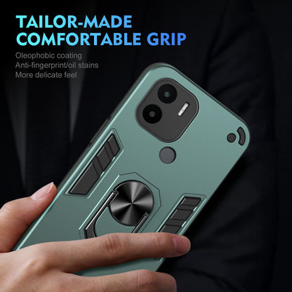 Shockproof Xiaomi Redmi A1+ Phone Case with 360° Rotatable Metal Ring Holder, Magnetic Car Mount Stand, Ultra-Thin PC & Silicone Protection Cover