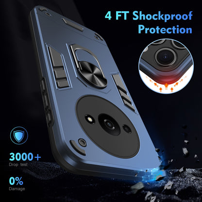 Shockproof Xiaomi Redmi A3 Phone Case with 360° Rotatable Metal Ring Holder, Magnetic Car Mount Stand, Ultra-Thin PC & Silicone Protection Cover