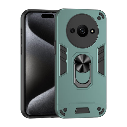 Shockproof Xiaomi Redmi A3 Phone Case with 360° Rotatable Metal Ring Holder, Magnetic Car Mount Stand, Ultra-Thin PC & Silicone Protection Cover