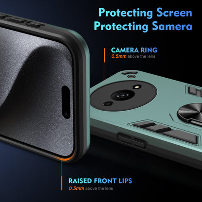 Shockproof Xiaomi Redmi A3 Phone Case with 360° Rotatable Metal Ring Holder, Magnetic Car Mount Stand, Ultra-Thin PC & Silicone Protection Cover