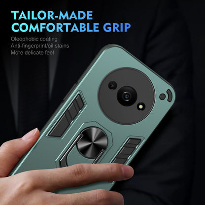 Shockproof Xiaomi Redmi A3 Phone Case with 360° Rotatable Metal Ring Holder, Magnetic Car Mount Stand, Ultra-Thin PC & Silicone Protection Cover