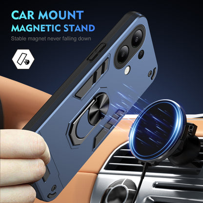 Shockproof Xiaomi Redmi Note 13 4G Phone Case with 360° Rotatable Metal Ring Holder, Magnetic Car Mount Stand, Ultra-Thin PC & Silicone Protection Cover