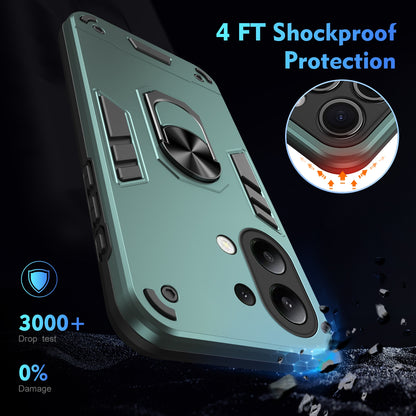 Shockproof Xiaomi Redmi Note 13 4G Phone Case with 360° Rotatable Metal Ring Holder, Magnetic Car Mount Stand, Ultra-Thin PC & Silicone Protection Cover