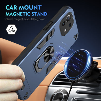 Shockproof Xiaomi Mi 11 Lite Phone Case with 360° Rotatable Metal Ring Holder, Magnetic Car Mount Stand, Ultra-Thin PC & Silicone Protection Cover