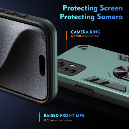 Shockproof Xiaomi 12 Lite Phone Case with 360° Rotatable Metal Ring Holder, Magnetic Car Mount Stand, Ultra-Thin PC & Silicone Protection Cover